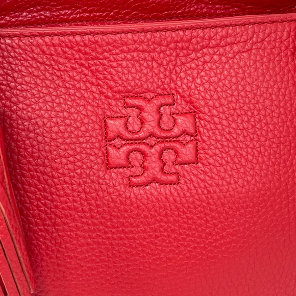 NEW Tory Burch Red Thea Small Convertible Red Pebbled Leather Tote - Picture 9 of 10